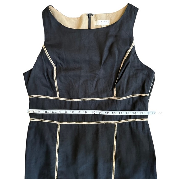 Kenar Women's 100% Linen Sheath Black &Tan Midi Dress Size:‎ 14 - Picture 9 of 14